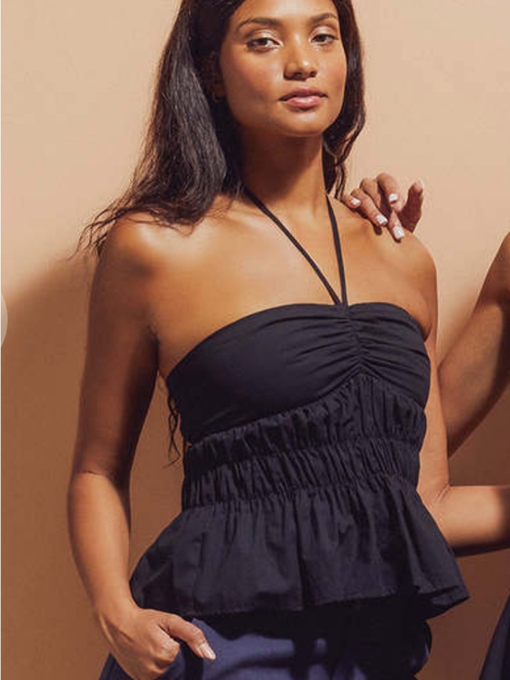 NWT Ciao Lucia Amalia Halter Top Black Cotton Poplin Size Large Made in LA